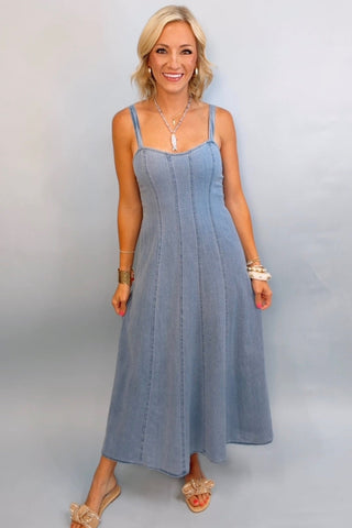 LEONORA INDIGO MIDI DRESS