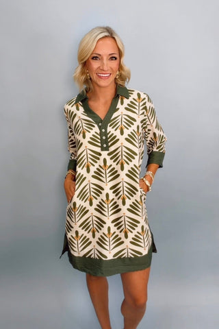 HALF SLEEVE PRINTED MINI DRESS WITH POCKETS