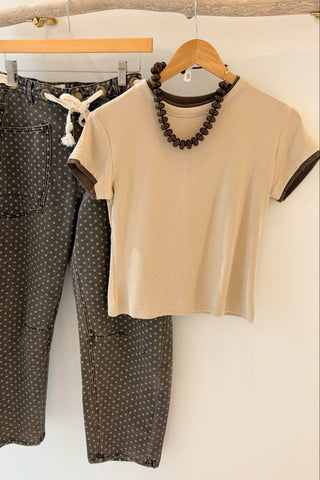 DOUBLE LAYERED LOOK SHORT SLEEVE TOP
