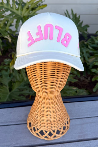 UPSIDE DOWN BLUFF FOAM TRUCKER HAT NATURAL & LIGHT PINK