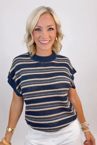 HARBOR STRIPE SHORT SLEEVE TOP