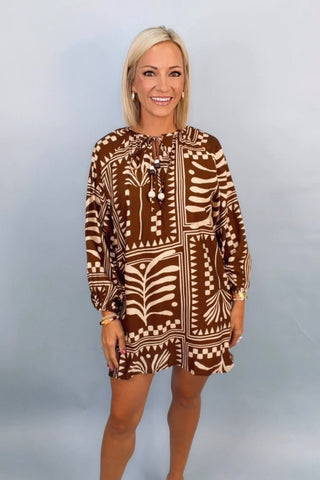 TERRACOTA SCRIPT SHORT DRESS