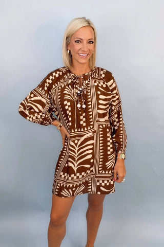 TERRACOTA SCRIPT SHORT DRESS