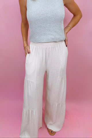 BELLA LINEN TIERED PANT