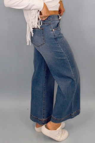 PETITE PINTUCK WIDE LEG JEAN IN MADELYN