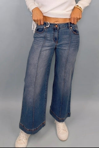 PETITE PINTUCK WIDE LEG JEAN IN MADELYN