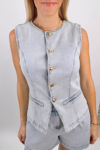 DENIM BUTTON VEST