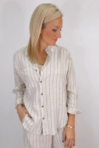 ALFIE STRIPED BUTTON UP TOP