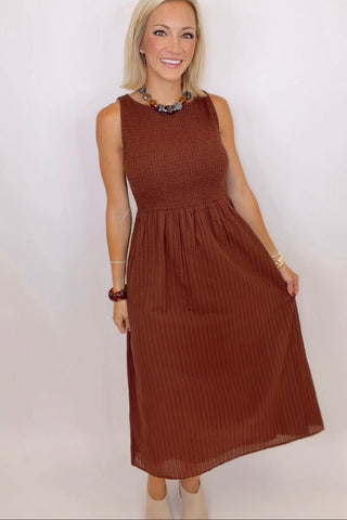 LILA SMOCKED MIDI DRESS