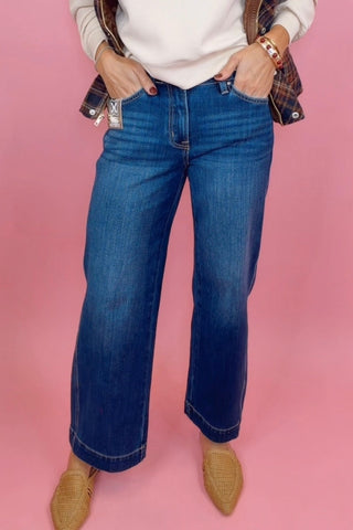 MID RISE ANKLE WIDE LEG JEANS