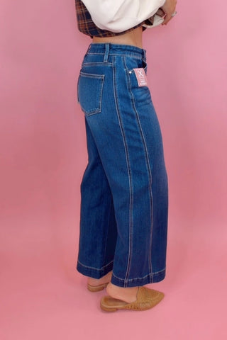 MID RISE ANKLE WIDE LEG JEANS