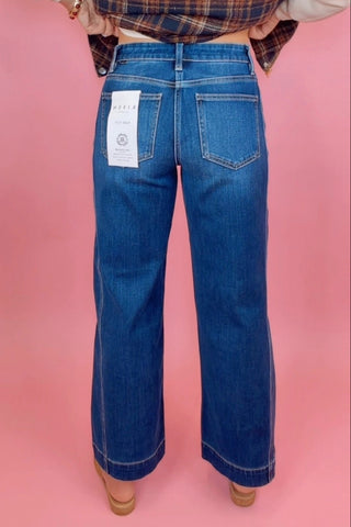 MID RISE ANKLE WIDE LEG JEANS
