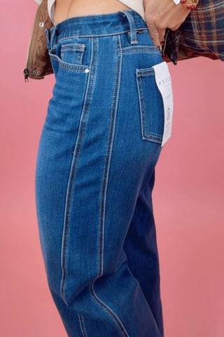 MID RISE ANKLE WIDE LEG JEANS