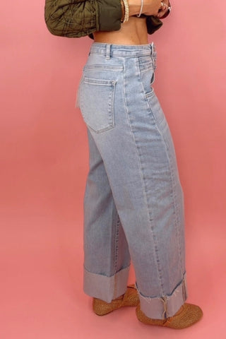 SLOUCHY CROP BARREL JEANS WITH DOUBLE WAISTBAND