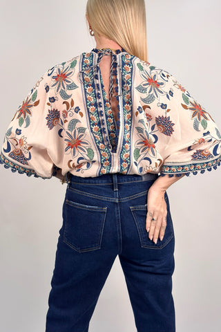 FLORAL DELHI TAPESTRY LIGHT PINK BODYSUIT