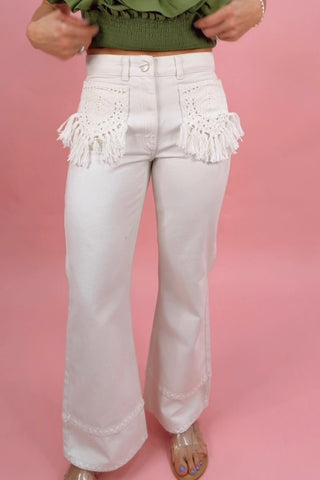 TWILL PANTS POCKET FRINGE