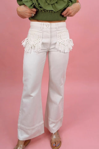 TWILL PANTS POCKET FRINGE