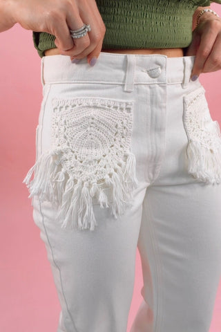 TWILL PANTS POCKET FRINGE