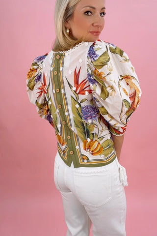 TROPICAL SCARF SAND BLOUSE