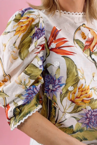 TROPICAL SCARF SAND BLOUSE