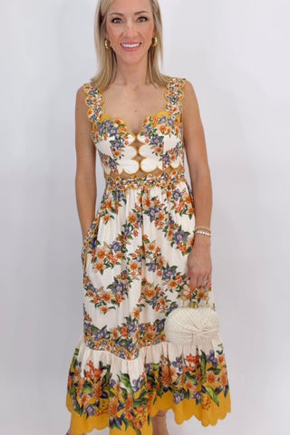 HILO STRIPES SAND MIDI DRESS