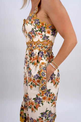 HILO STRIPES SAND MIDI DRESS