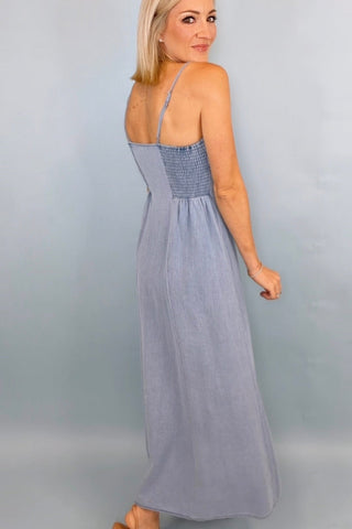 ANGEL EYES TWILL MIDI DRESS