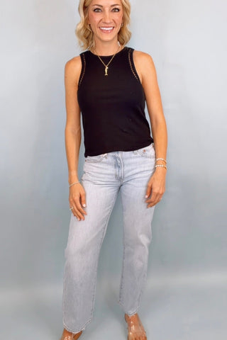 LEXI MID RISE BOWED STRAIGHT JEAN