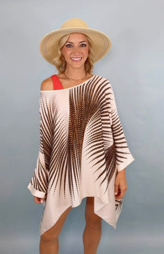 SUNBURST PRINT DOLMAN TOP