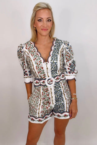 FRUIT BEAUTY OFF-WHITE MINI CUTOUT ROMPER
