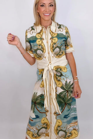 ROYAL SEA MULTICOLOR MIDI DRESS