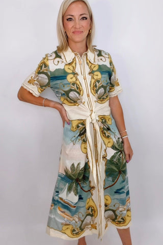 ROYAL SEA MULTICOLOR MIDI DRESS