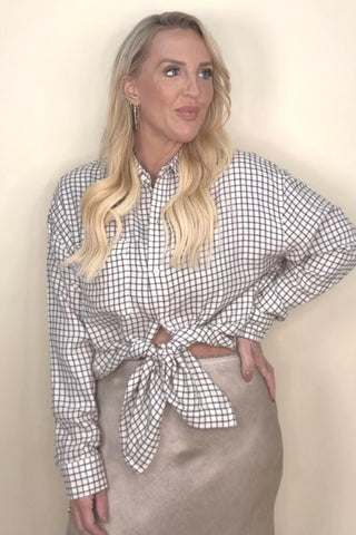 RIVER PLAID BUTTON UP IN FROSTED PEARL