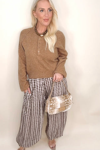 WANDERLUST PRINTED WIDE LEG PANTS