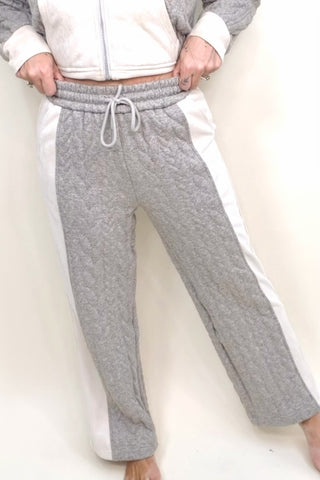 COZY CONTRAST CABLE KNIT PANTS