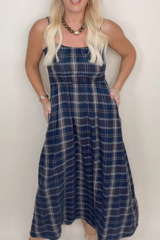 EVERMORE PLAID MIDI DRESS