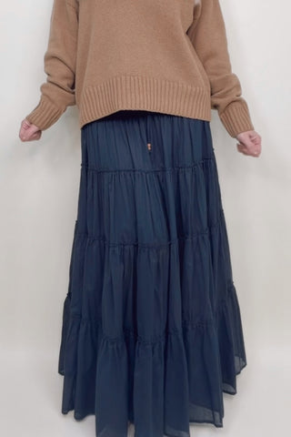 COASTAL NIGHTS BEADED TIERED MAXI SKIRT