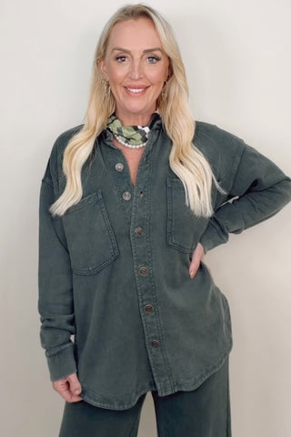 ALL DAY KNIT JACKET IN CLASSIC OLIVE