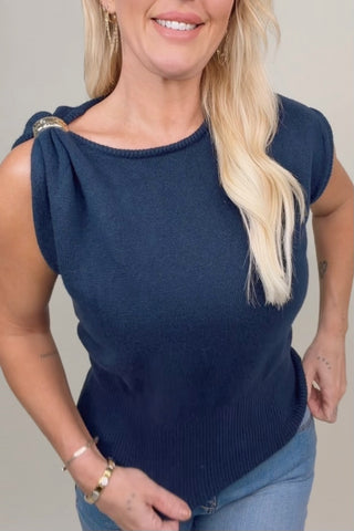 PORTSIDE KNIT SLEEVELESS TOP