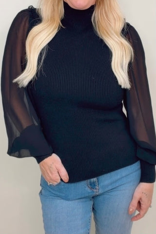 TWILIGHT BLOUSE WITH SHEER SLEEVES