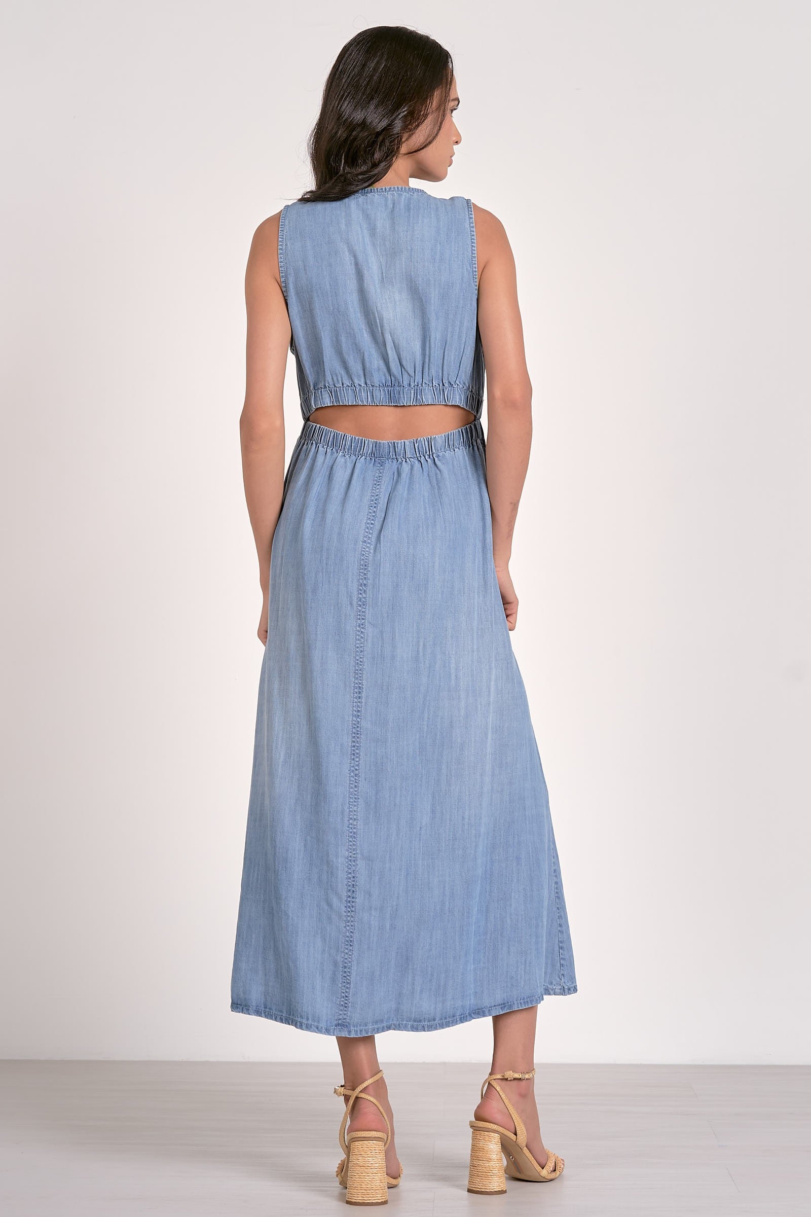 Midi Sleeveless Cutout Dress Back View