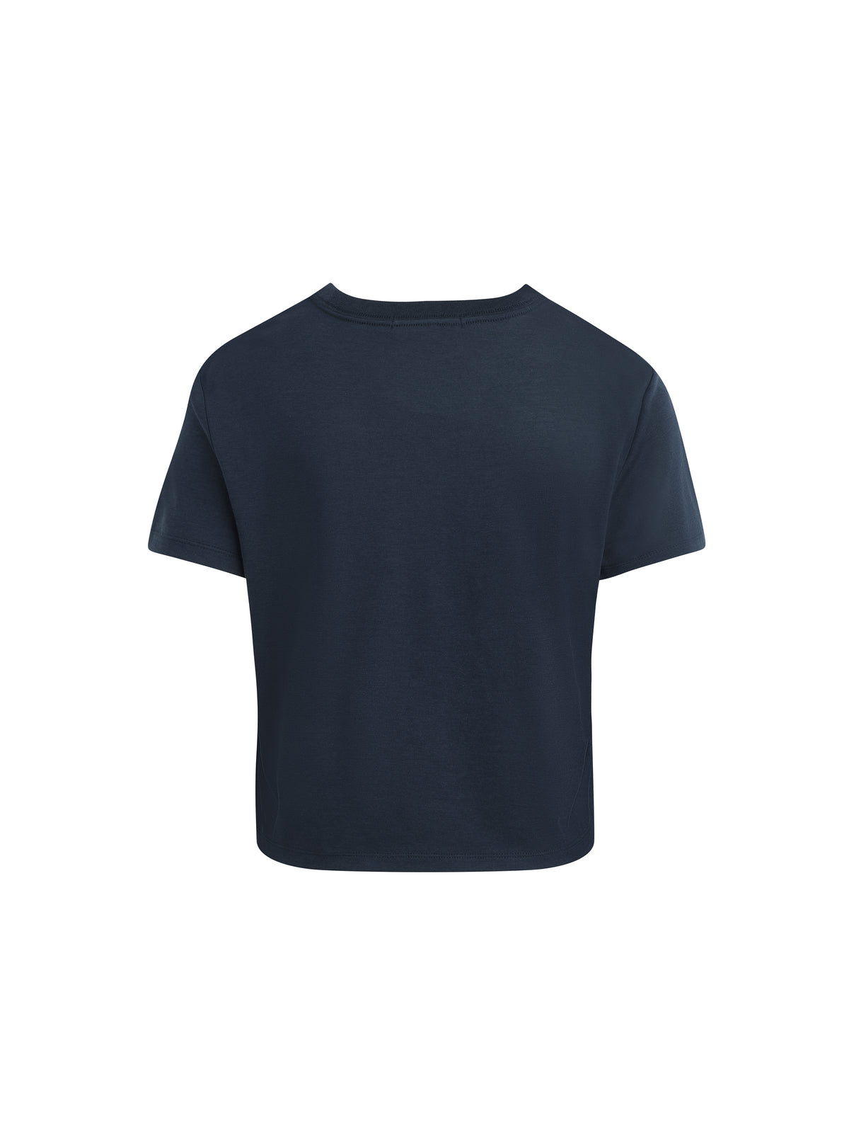 Navy blue t-shirt on a white background
