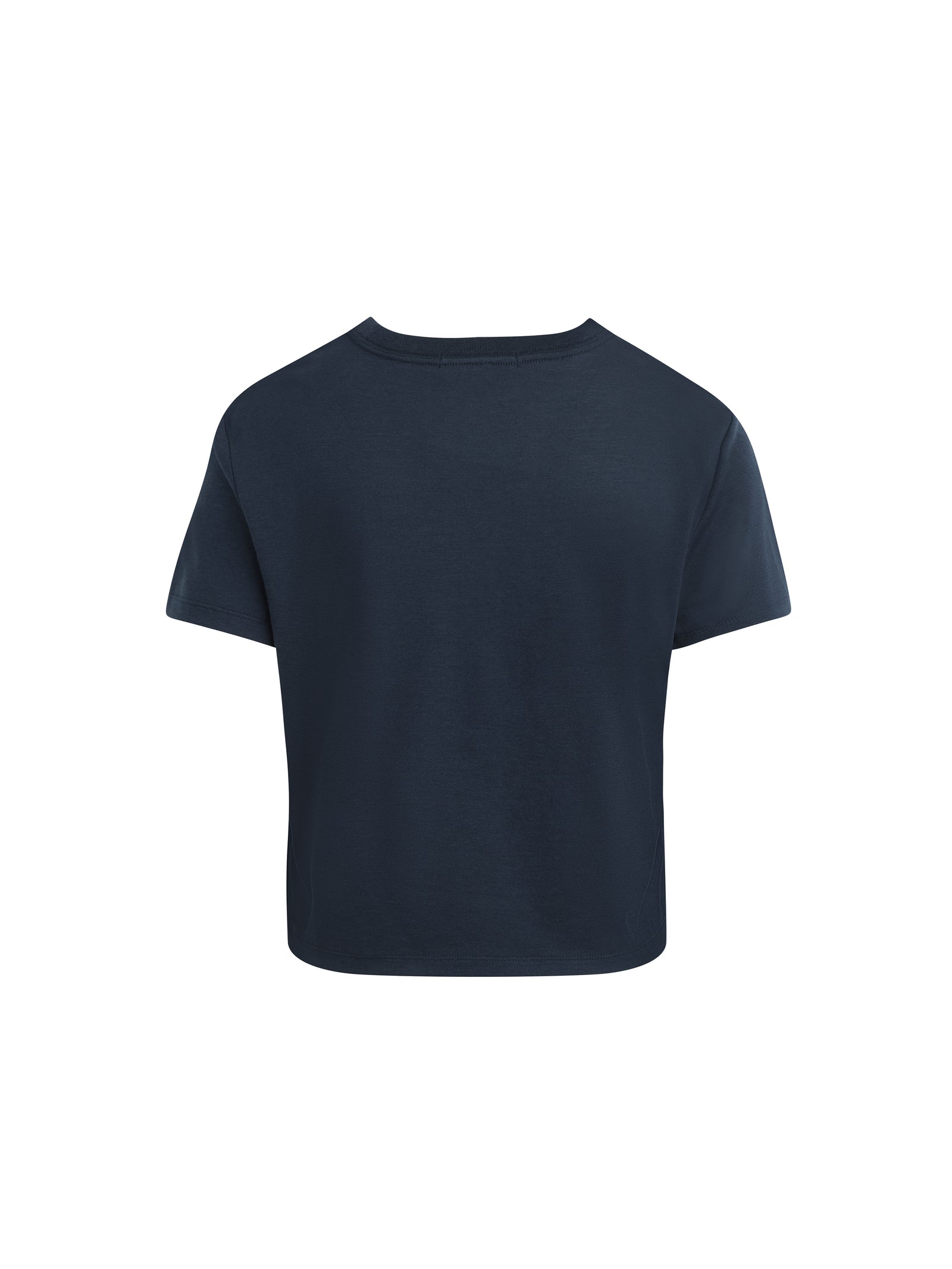 Navy blue t-shirt on a white background