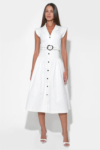 OLIVIA BUTTON UP BELTED SHIRT MIDI DRESS