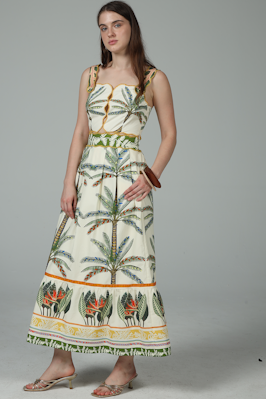 SYDNEY TROPICAL PRINT CUTOUT MIDI DRESS