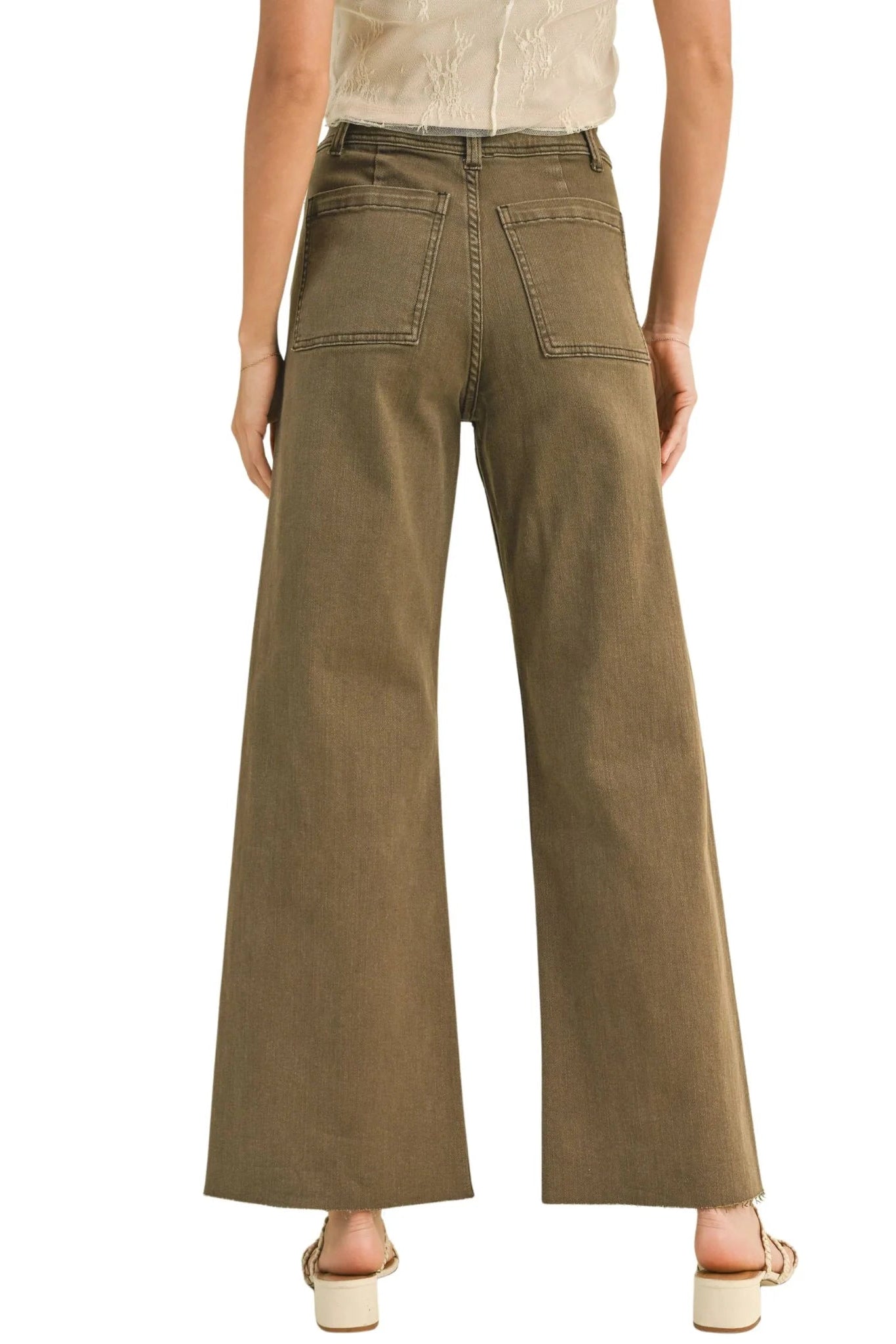 HIGH-RISE WIDE LEG PANTS WITH FRONT POCKET