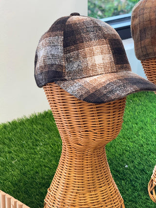 SHADOW PLAID CURVED BRIM BASEBALL CAP