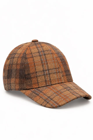 WINDOWPANE PLAID CURVED BRIM BASEBALL CAP