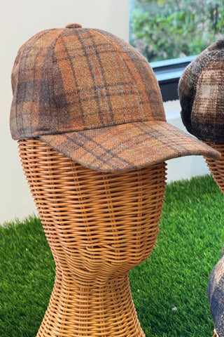 WINDOWPANE PLAID CURVED BRIM BASEBALL CAP