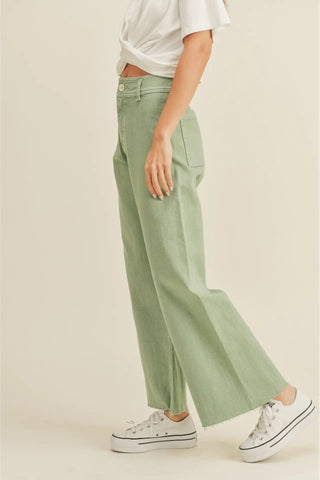 STRAIGHT WIDE LEG DENIM PANTS